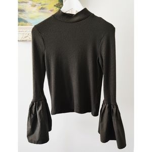 BERSHKA ribbed sweater with bell sleeves